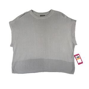 New Vince Camuto Womens Drop-Sholder Short Sleeve Relax Fit Sweater Gray Size S